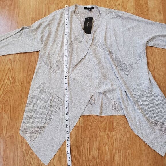 Alfani Metallic Thread Mixed-Stitch Open Cardigan in Gray/Silver- NEW - Picture 9 of 13